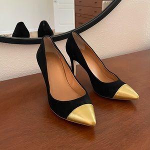 J. Crew size 8 women’s black suede heel with gold toe